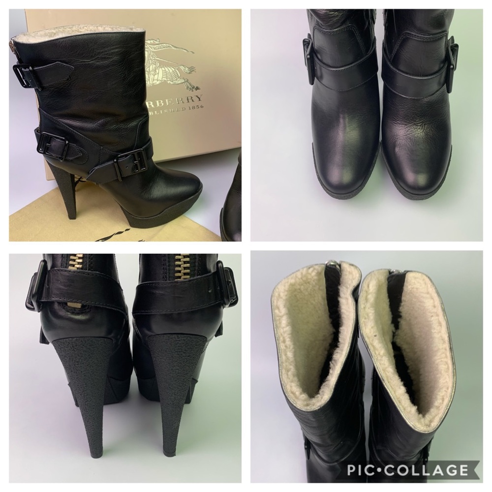 ⭕️SOLD⭕️ BURBERRY Aviator Shearling Wedge Boots - Picture 7 of 8